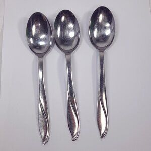 Vintage Utica Cut. Co. Japan‎ stainless oval soup spoon set 3 swirl UTI51 Cut co